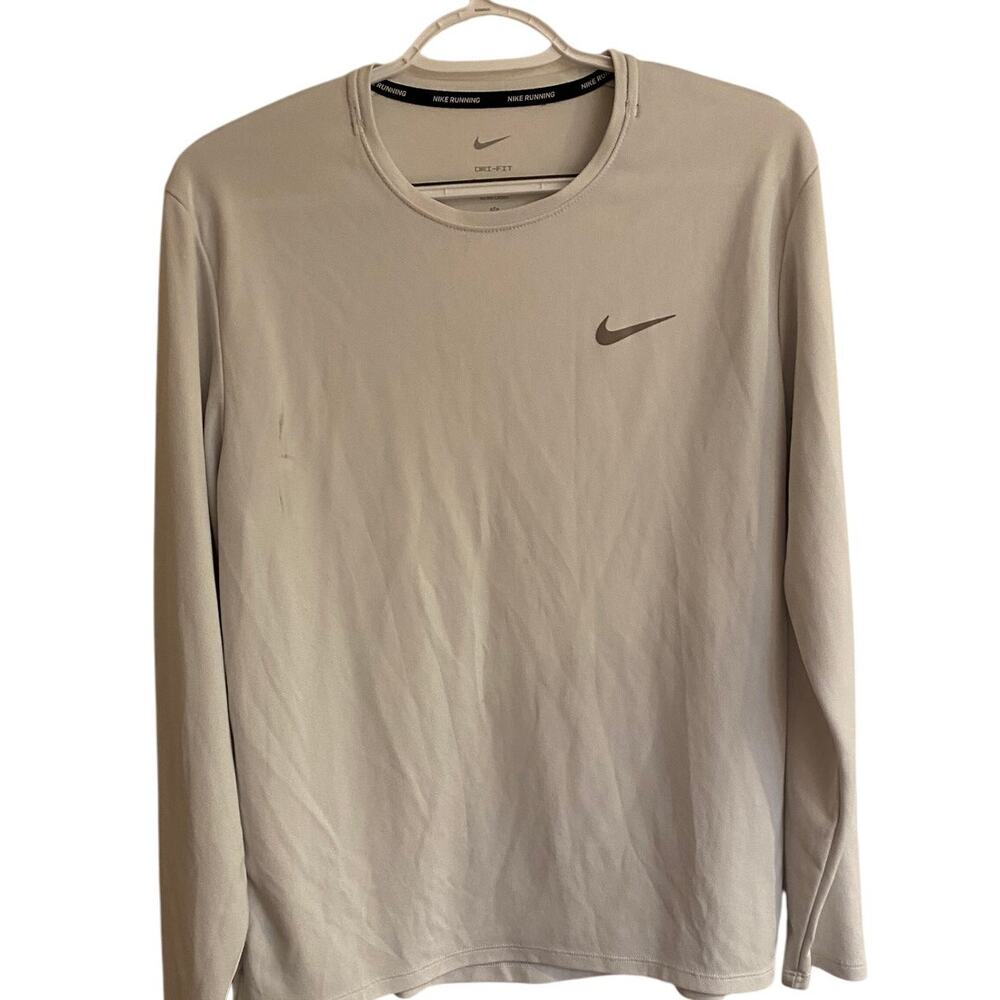 Nike Running Dri Fit Cream Shirt Sz S Athletic Wear - Picture 2 of 5